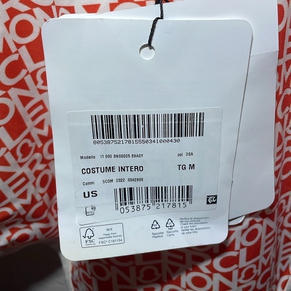 Moncler Orange Logo Scoopback One-Piece Swimsuit Size Medium NWT - Picture 13 of 15